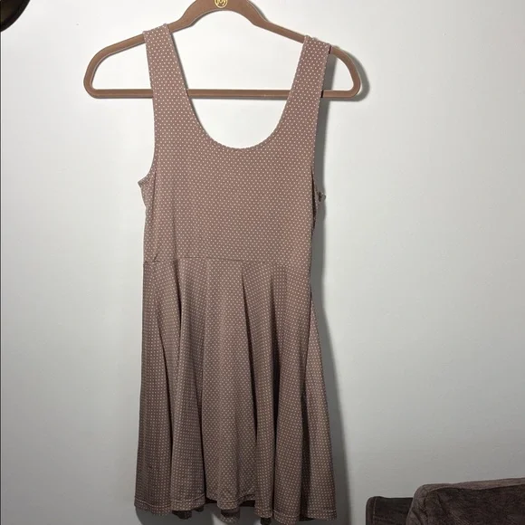 Free People Loving Lola light Brown Polka Skater Dress - Sz Small - Picture 4 of 6